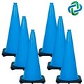 Gec Mr. Chain Traffic Cones, 28inH, 14in x 14in Base, 7 lbs, PVC, Sky Blue, 6/Pack 97524-6